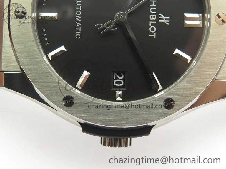 Flexible Fusion 45mm Titanium WWF 1:1 V2 Best Edition Black Dial On Black Gummy Strap Asian HB 6841