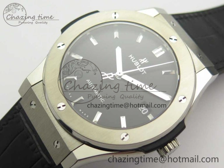 Flexible Fusion 45mm Titanium WWF 1:1 V2 Best Edition Black Dial On Black Gummy Strap Asian HB 6841