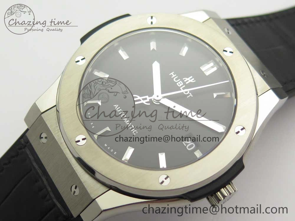 Flexible Fusion 45mm Titanium WWF 1:1 V2 Best Edition Black Dial On Black Gummy Strap Asian HB 6841
