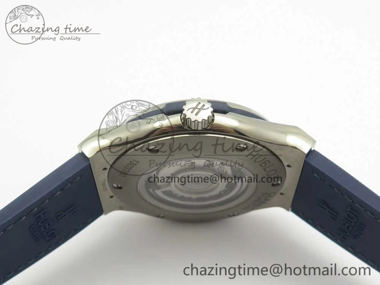 EasyCare Fusion 45mm Titanium WWF 1:1 V2 Best Edition Blue Dial On Blue Gummy Strap Asian HB 6838