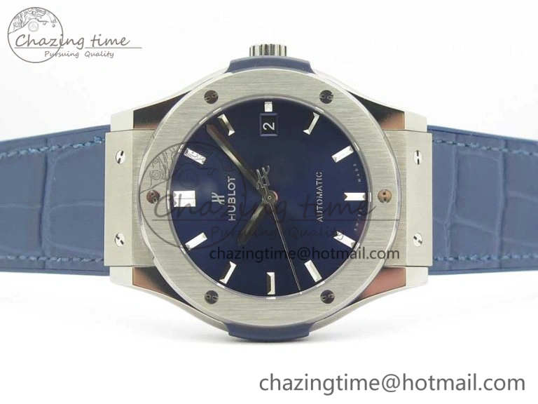 EasyCare Fusion 45mm Titanium WWF 1:1 V2 Best Edition Blue Dial On Blue Gummy Strap Asian HB 6838
