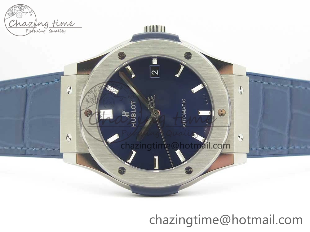 EasyCare Fusion 45mm Titanium WWF 1:1 V2 Best Edition Blue Dial On Blue Gummy Strap Asian HB 6838