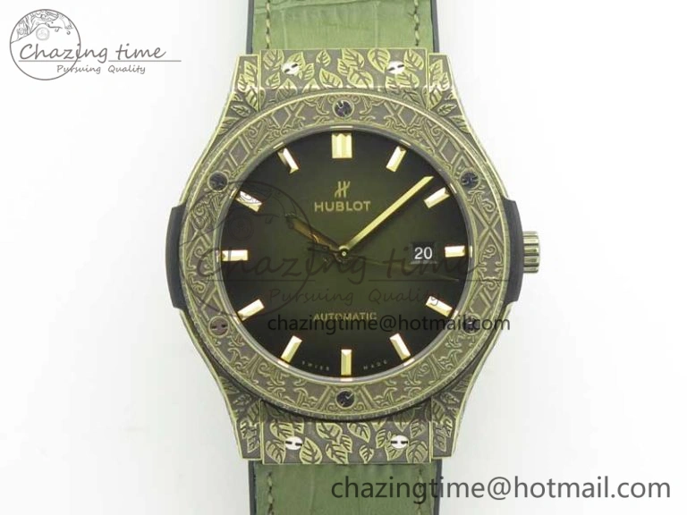 Fusion 45mm YG Engravings Case SRF Best Edition Green Dial On Green Gummy Strap A2892 (Free Box) HighQuality 6896