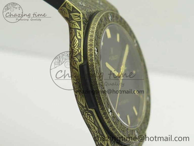 Fusion 45mm YG Engravings Case SRF Best Edition Green Dial On Green Gummy Strap A2892 (Free Box) HighQuality 6896