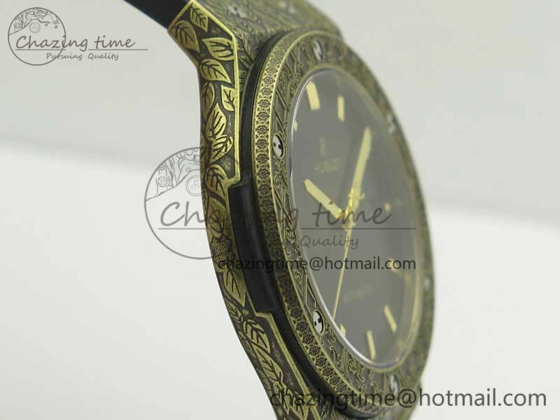 Fusion 45mm YG Engravings Case SRF Best Edition Green Dial On Green Gummy Strap A2892 (Free Box) HighQuality 6896