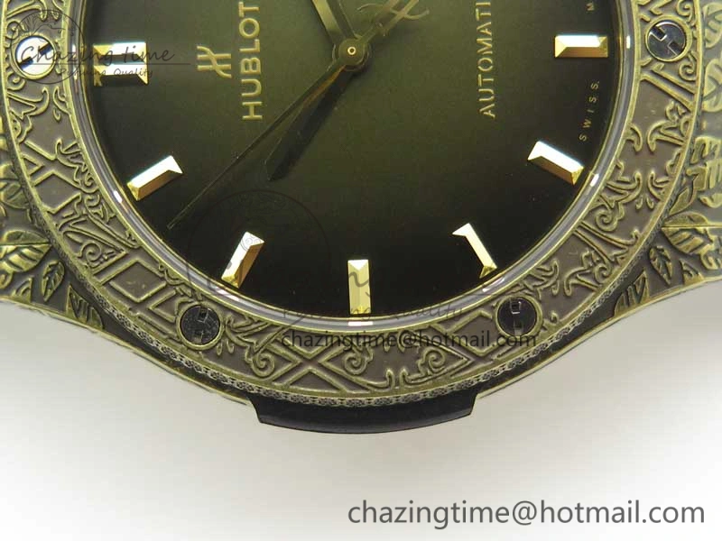 Fusion 45mm YG Engravings Case SRF Best Edition Green Dial On Green Gummy Strap A2892 (Free Box) HighQuality 6896