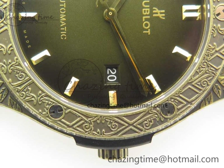 Fusion 45mm YG Engravings Case SRF Best Edition Green Dial On Green Gummy Strap A2892 (Free Box) HighQuality 6896
