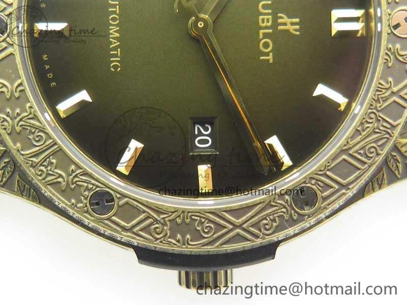 Fusion 45mm YG Engravings Case SRF Best Edition Green Dial On Green Gummy Strap A2892 (Free Box) HighQuality 6896