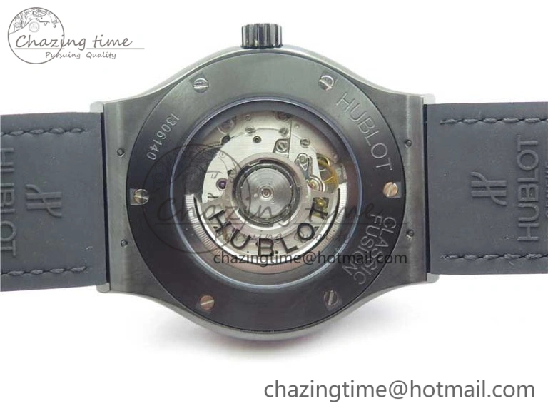 QuickDry Fusion Automatic  DLC Diamonds Case WWF Best Edition Diamonds Skull Dial on Black Gummy Strap HB 6818