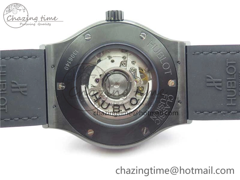 QuickDry Fusion Automatic  DLC Diamonds Case WWF Best Edition Diamonds Skull Dial on Black Gummy Strap HB 6818