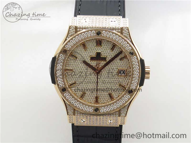 Refined Fusion Automatic  RG Diamonds Case WWF Best Edition Diamonds Paved Dial on Black Gummy Strap HB 6822