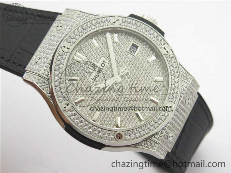 Fusion Automatic  SS Diamonds Case WWF Best Edition Diamonds Paved Dial on Black Gummy Strap HB Attractive 6821