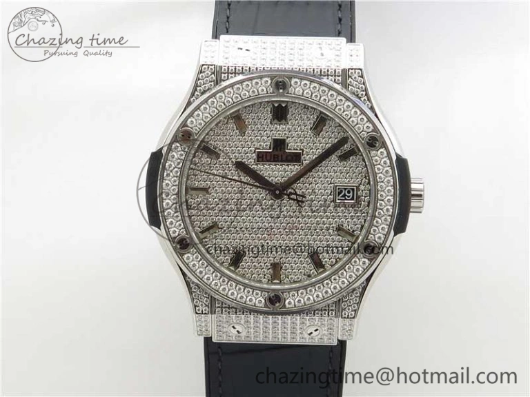 Fusion Automatic  SS Diamonds Case WWF Best Edition Diamonds Paved Dial on Black Gummy Strap HB Attractive 6821
