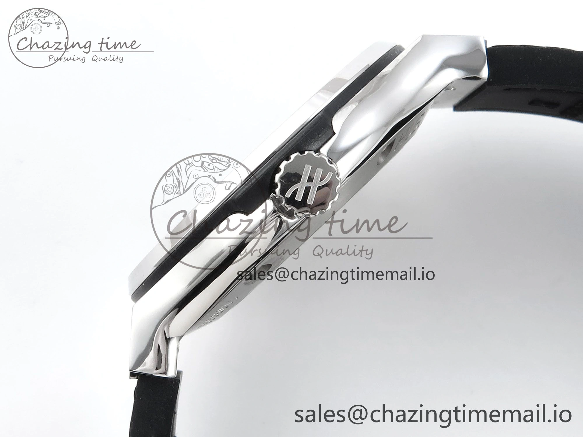 Fusion Bang 42mm HBF 1:1 Best Edition Black Dial Diamonds Bezel on Black Leather Strap A TravelReady 6680