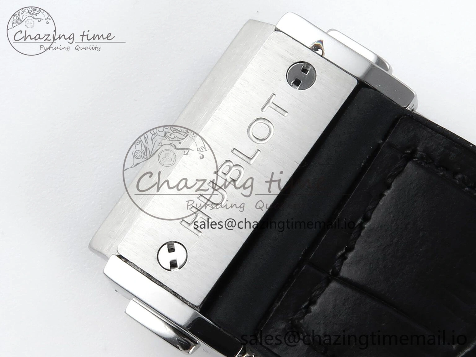 Fusion Bang 42mm HBF 1:1 Best Edition Black Dial Diamonds Bezel on Black Leather Strap A TravelReady 6680