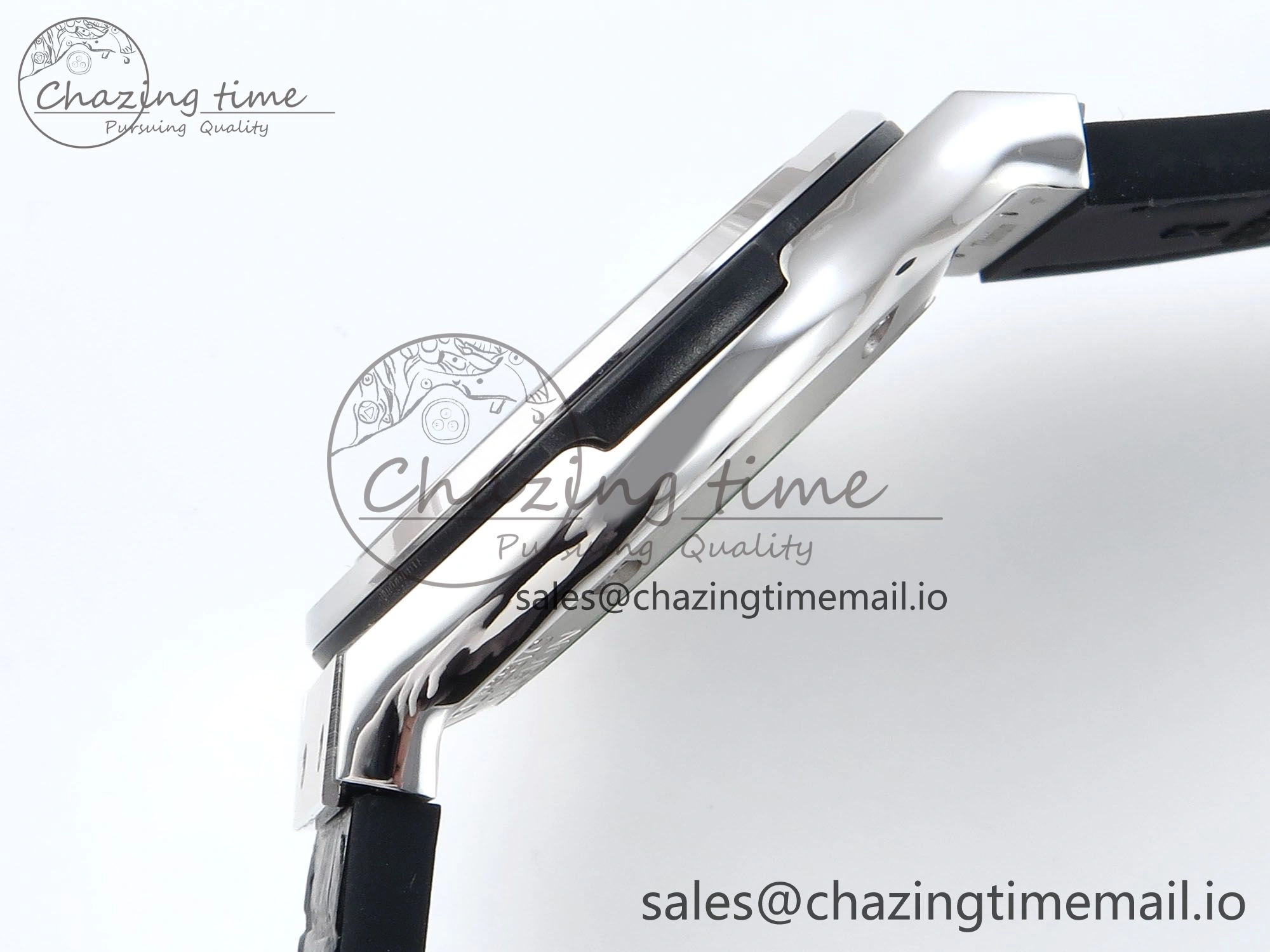 Fusion Bang 42mm HBF 1:1 Best Edition Black Dial Diamonds Bezel on Black Leather Strap A TravelReady 6680