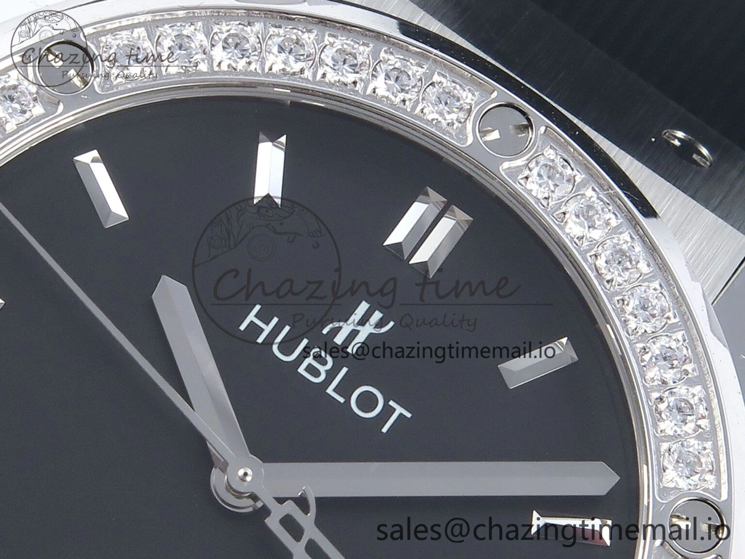 Lightweight Fusion Bang 42mm HBF 1:1 Best Edition Black Dial Diamonds Bezel on Black Rubber Strap A 6685