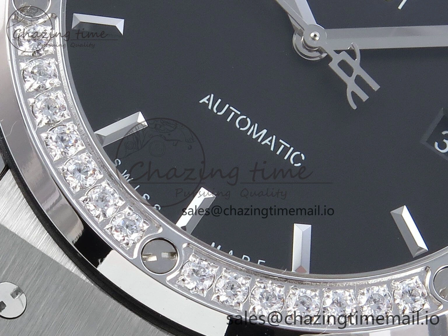 Lightweight Fusion Bang 42mm HBF 1:1 Best Edition Black Dial Diamonds Bezel on Black Rubber Strap A 6685