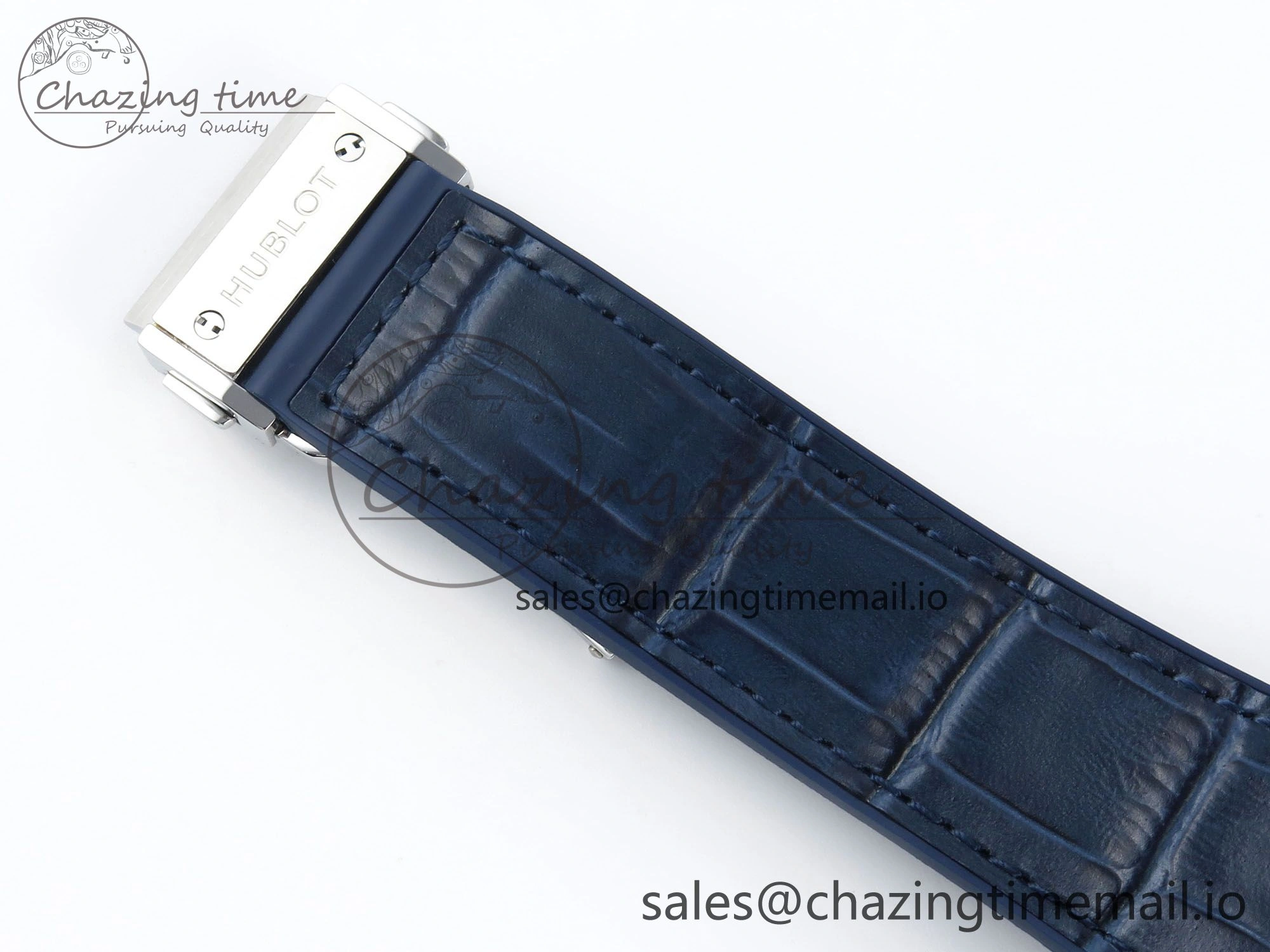 Bold Fusion Bang 42mm HBF 1:1 Best Edition Blue Dial Diamonds Bezel on Blue Leather Strap A 6679