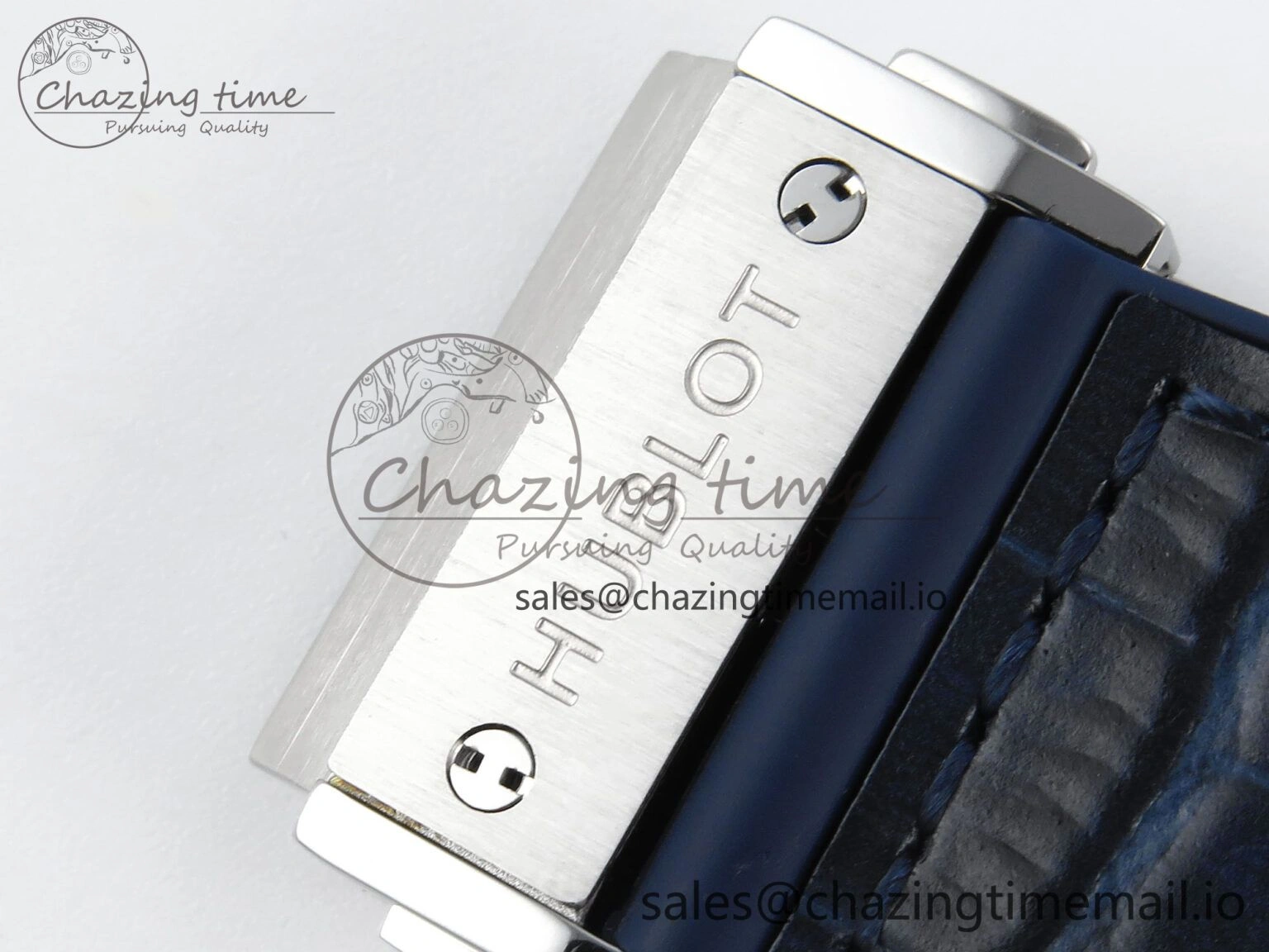 Bold Fusion Bang 42mm HBF 1:1 Best Edition Blue Dial Diamonds Bezel on Blue Leather Strap A 6679