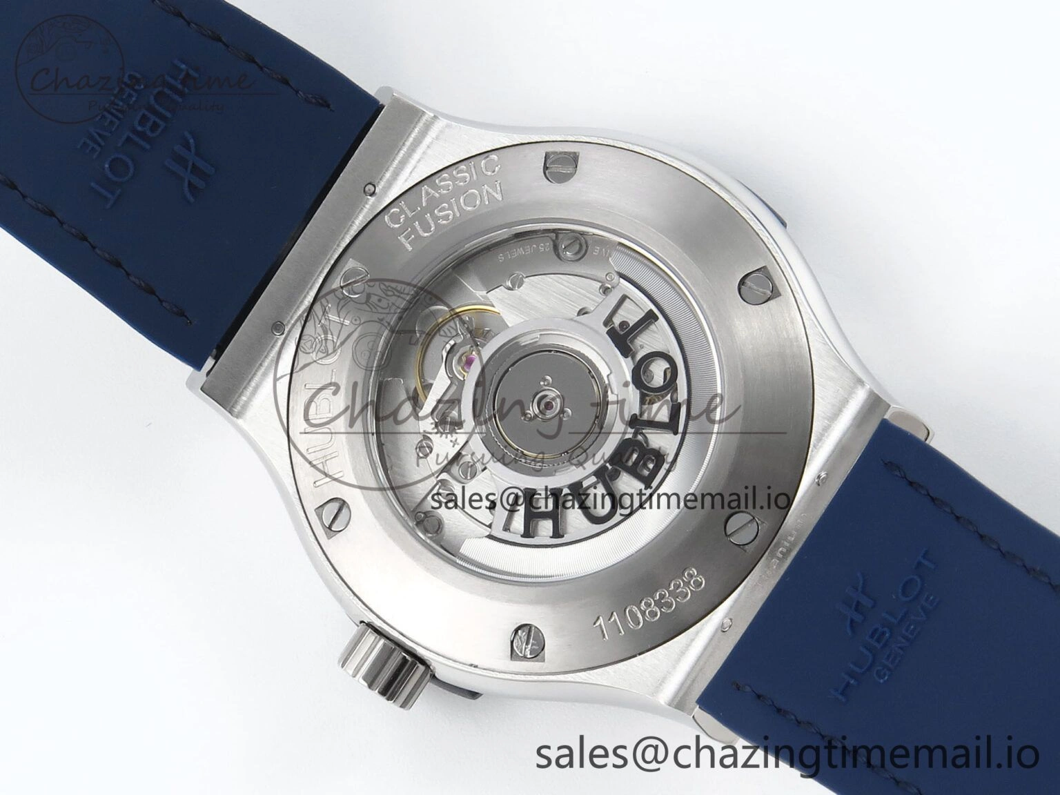 Bold Fusion Bang 42mm HBF 1:1 Best Edition Blue Dial Diamonds Bezel on Blue Leather Strap A 6679