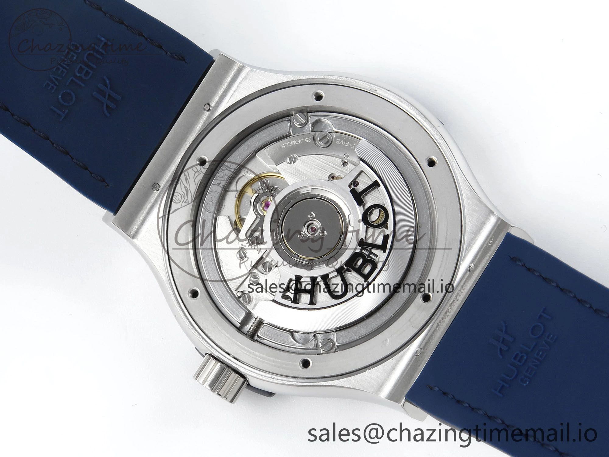 Bold Fusion Bang 42mm HBF 1:1 Best Edition Blue Dial Diamonds Bezel on Blue Leather Strap A 6679