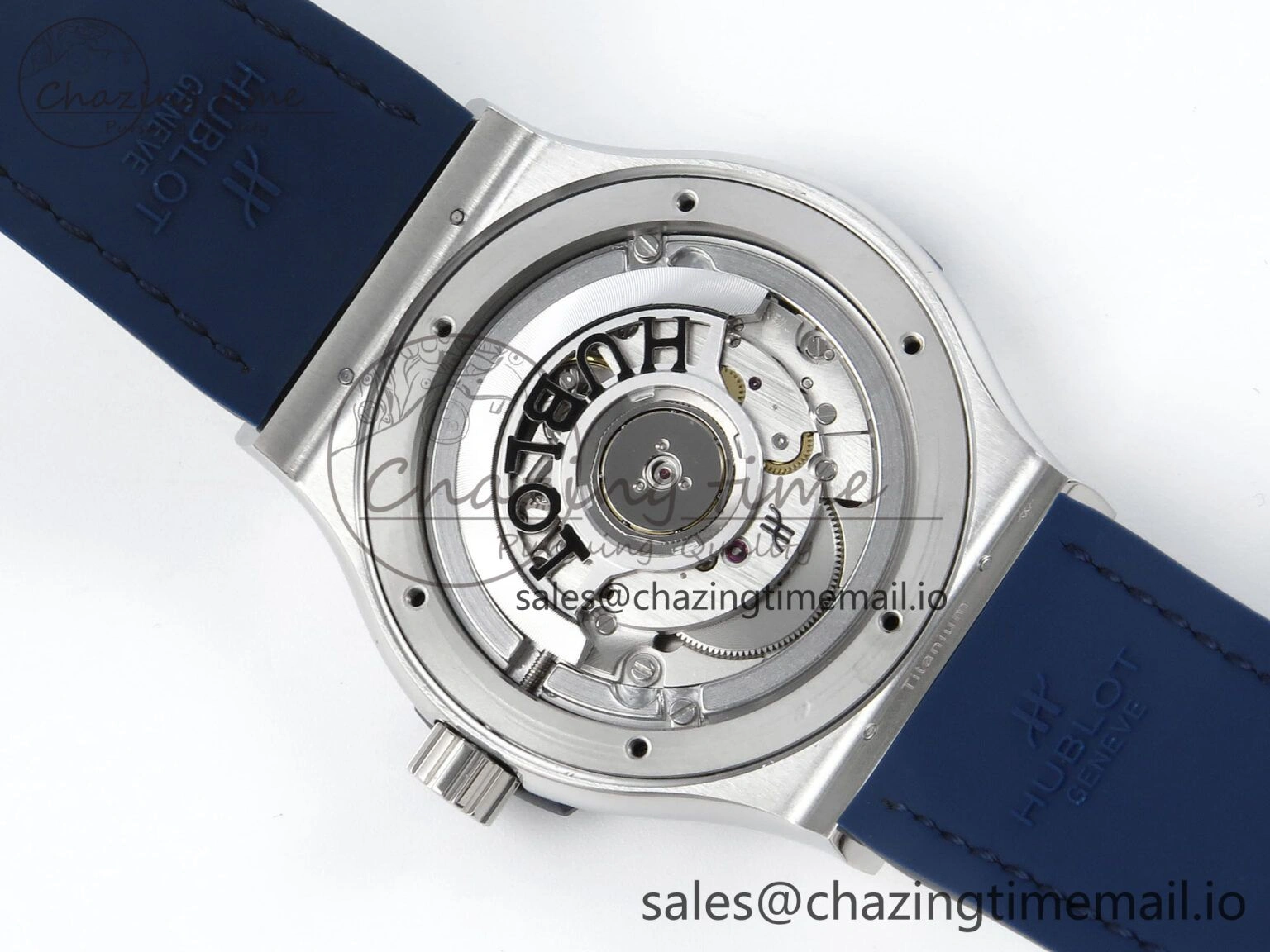 Bold Fusion Bang 42mm HBF 1:1 Best Edition Blue Dial Diamonds Bezel on Blue Leather Strap A 6679