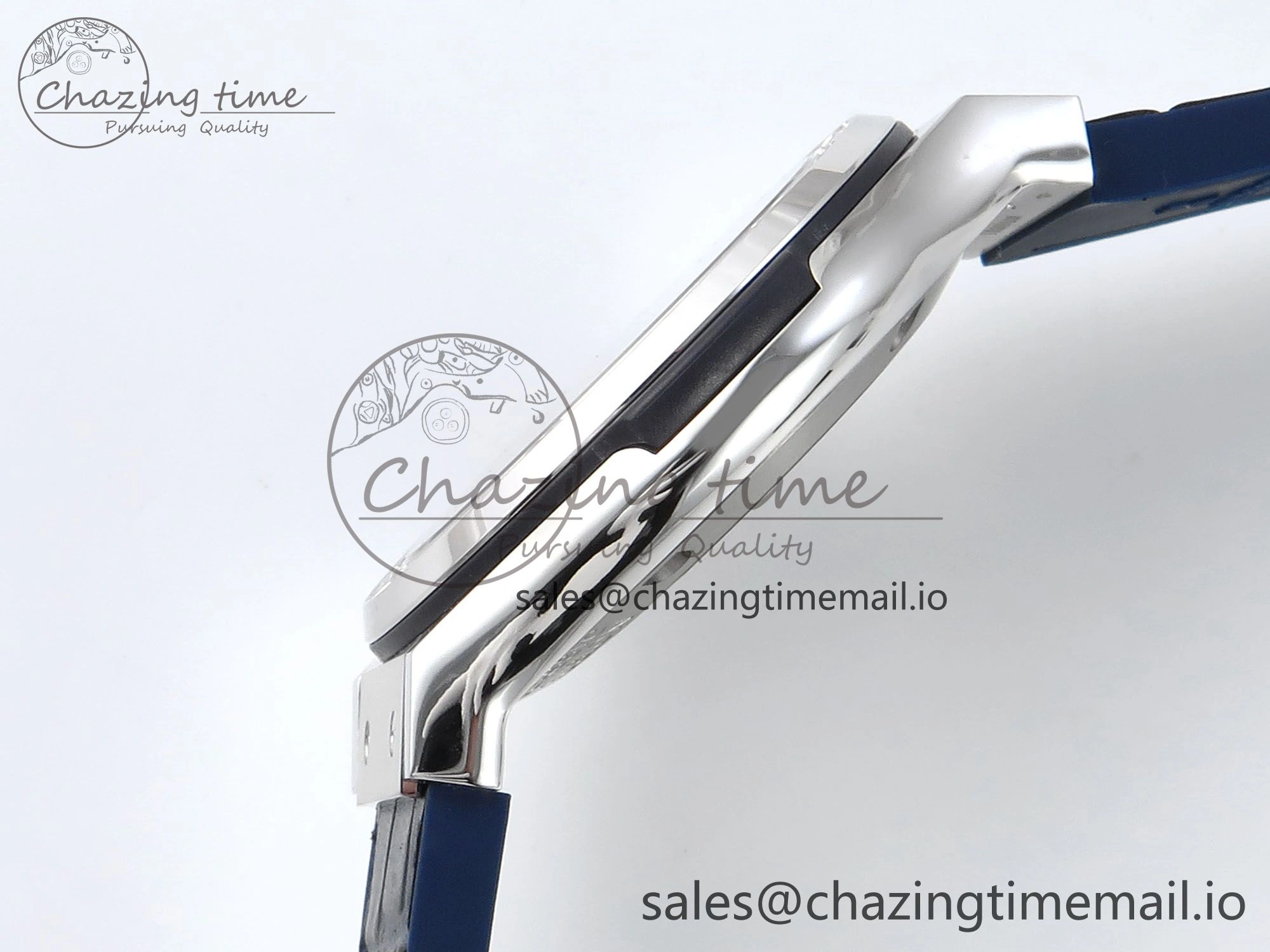 Bold Fusion Bang 42mm HBF 1:1 Best Edition Blue Dial Diamonds Bezel on Blue Leather Strap A 6679
