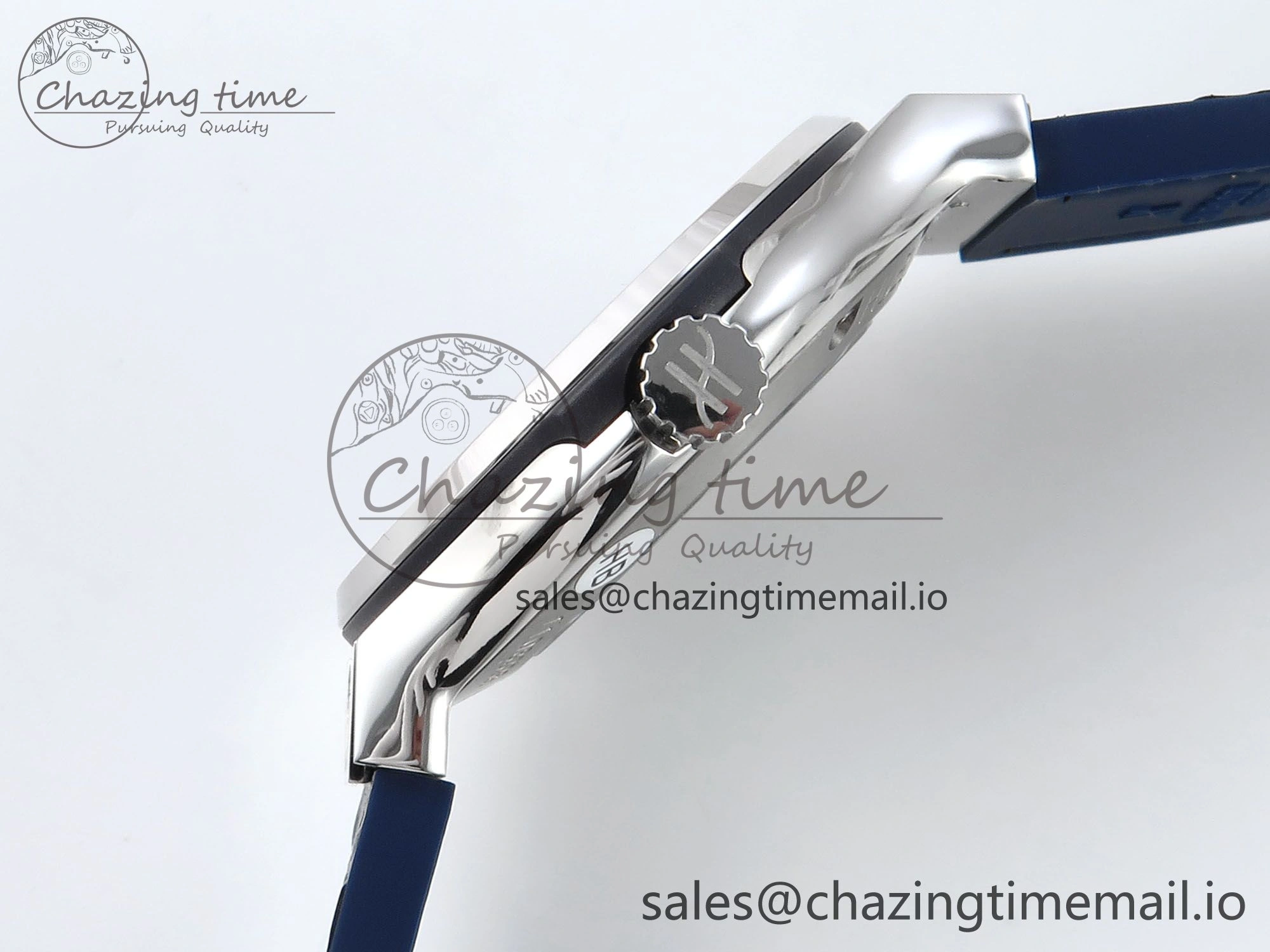 Bold Fusion Bang 42mm HBF 1:1 Best Edition Blue Dial Diamonds Bezel on Blue Leather Strap A 6679