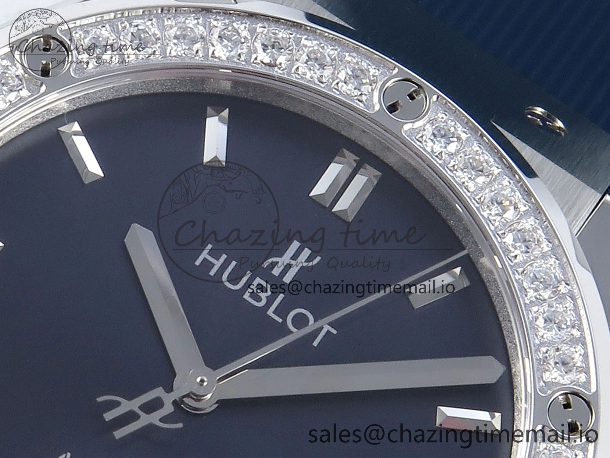Contemporary Fusion Bang 42mm HBF 1:1 Best Edition Blue Dial Diamonds Bezel on Blue Rubber Strap A 6686