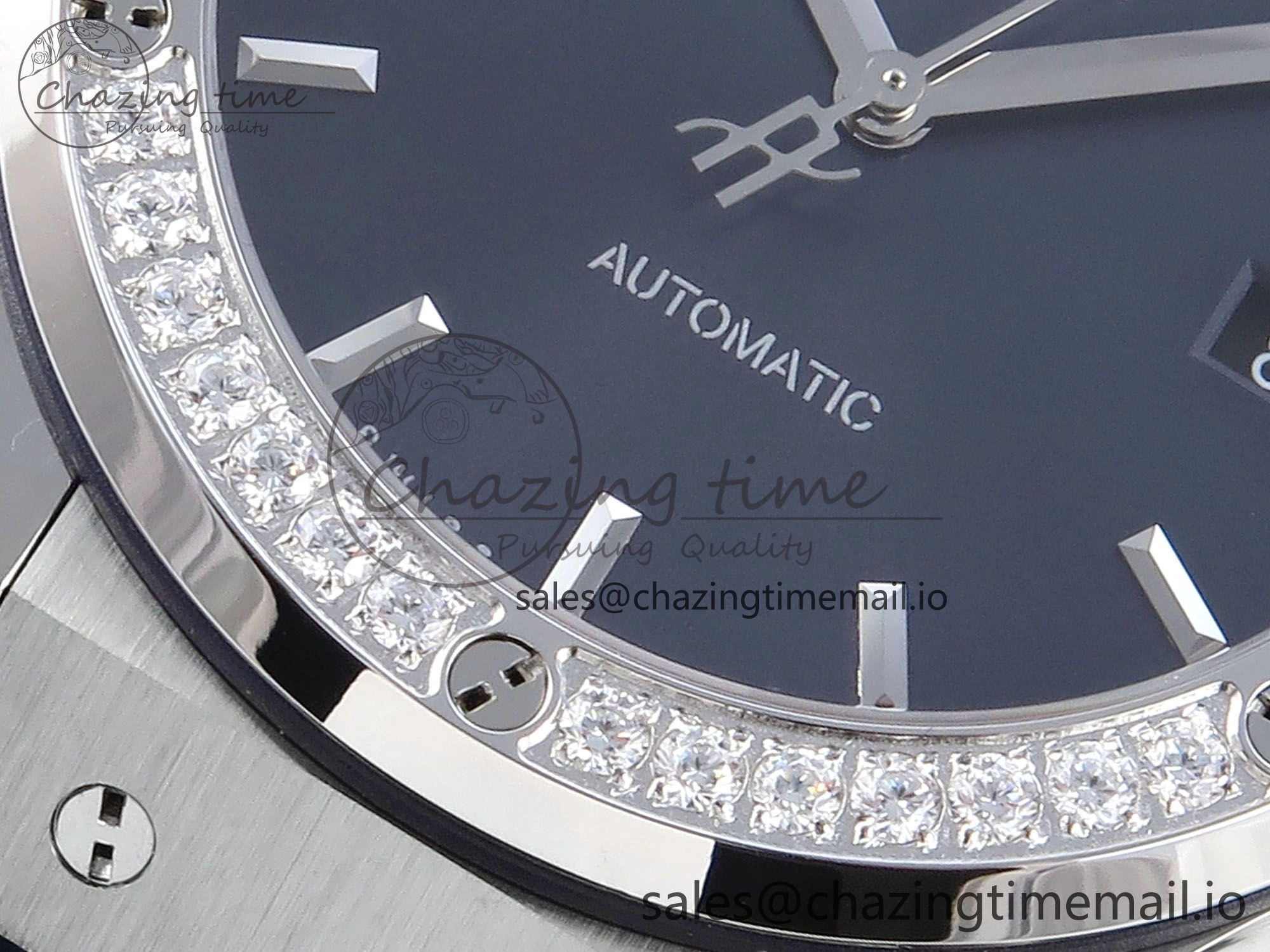 Contemporary Fusion Bang 42mm HBF 1:1 Best Edition Blue Dial Diamonds Bezel on Blue Rubber Strap A 6686
