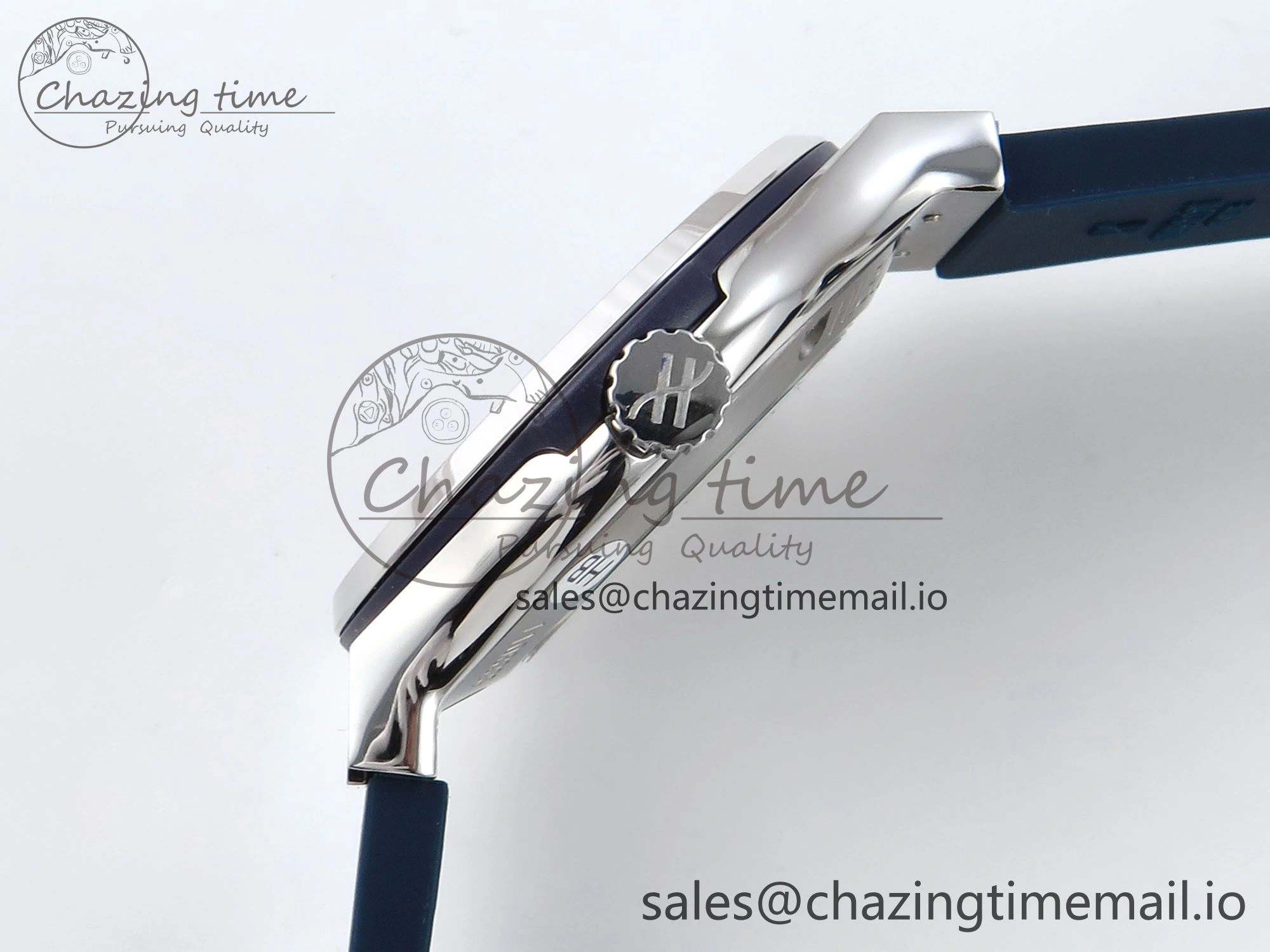 Contemporary Fusion Bang 42mm HBF 1:1 Best Edition Blue Dial Diamonds Bezel on Blue Rubber Strap A 6686