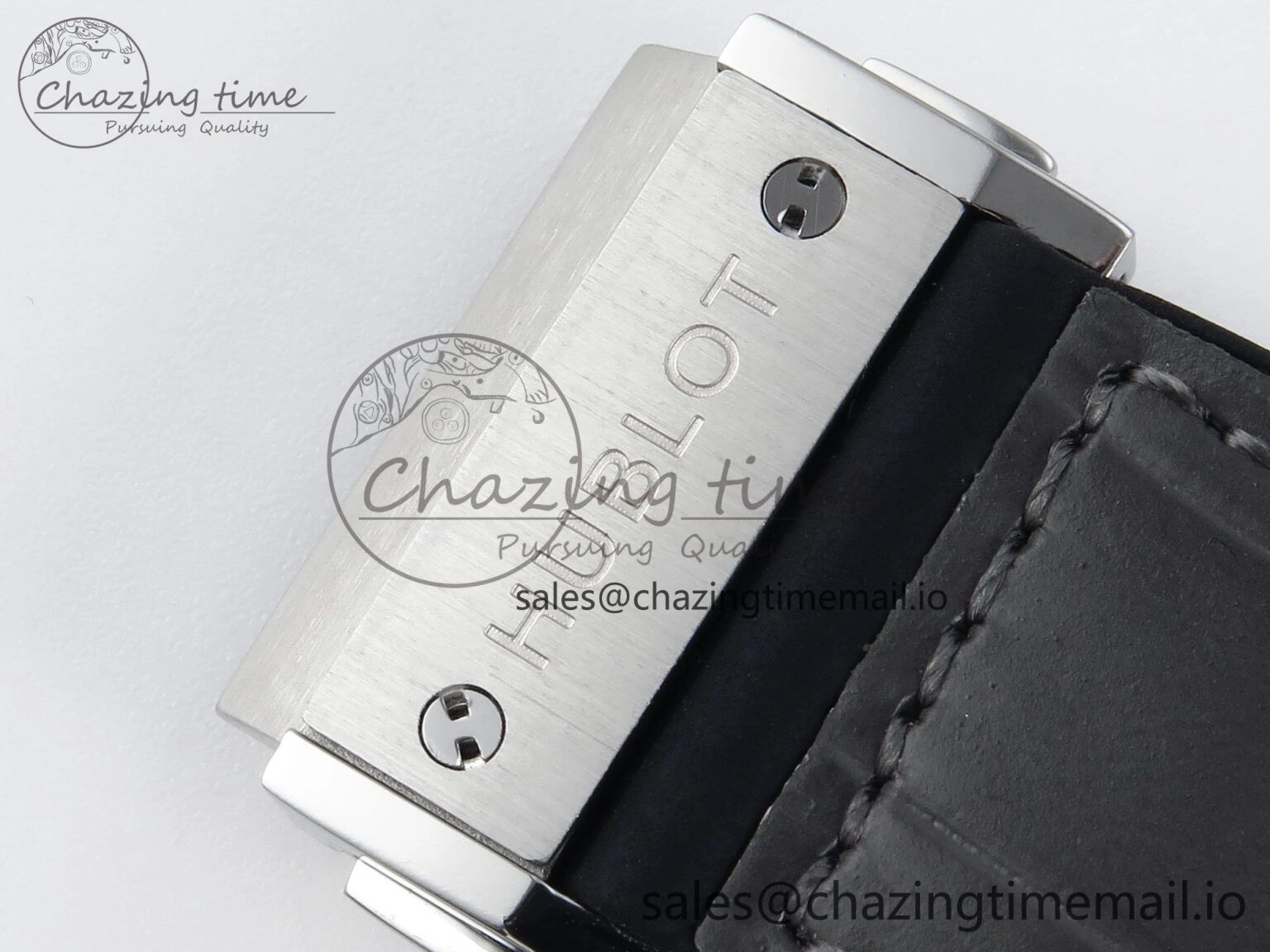 Fusion Bang 42mm HBF 1:1 Best Edition Gray Dial Diamonds Bezel on Gray Leather Strap A Unique 6677