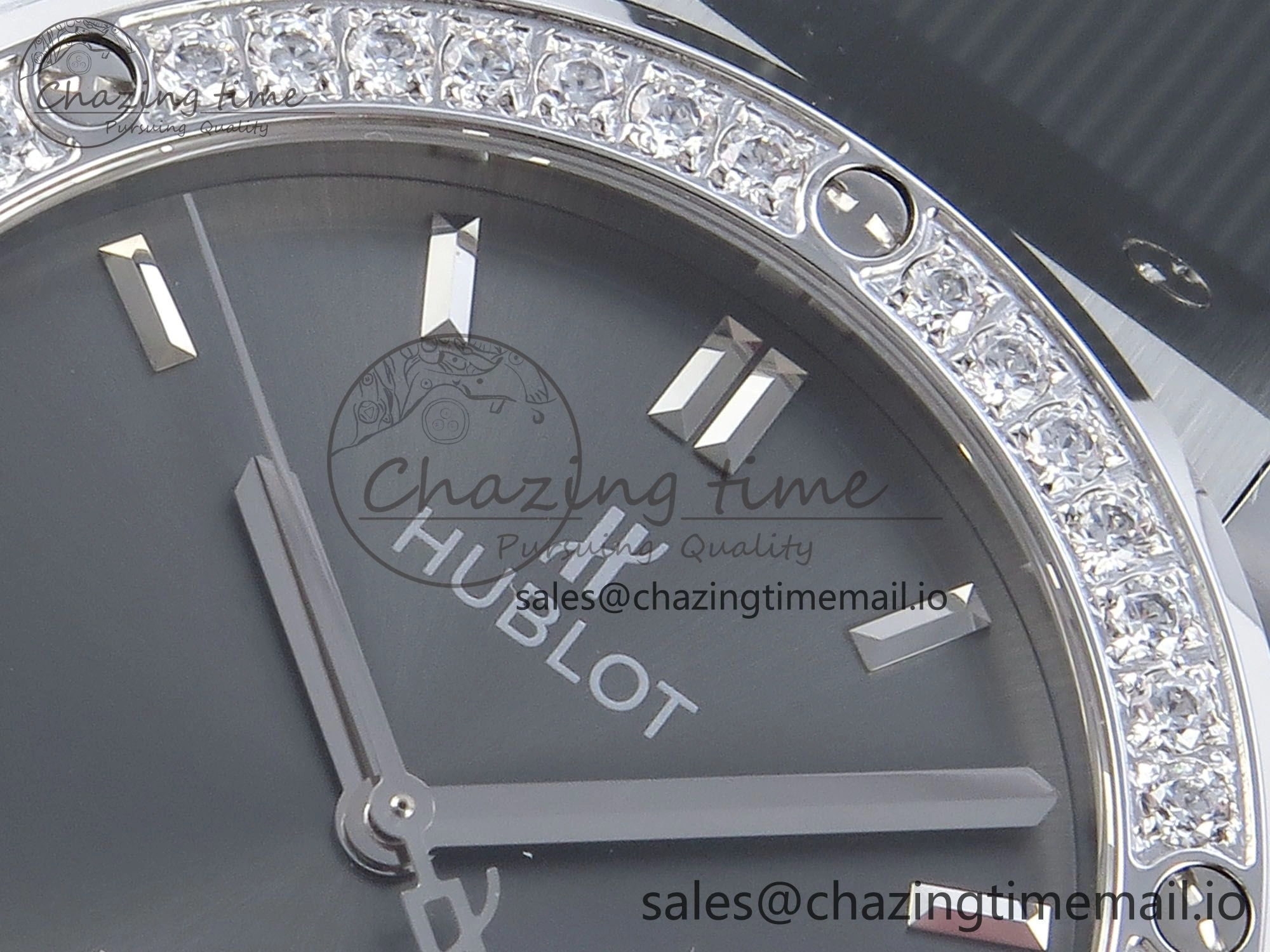 Fusion Bang 42mm HBF 1:1 Best Edition Gray Dial Diamonds Bezel on Gray Rubber Strap A Bright 6683