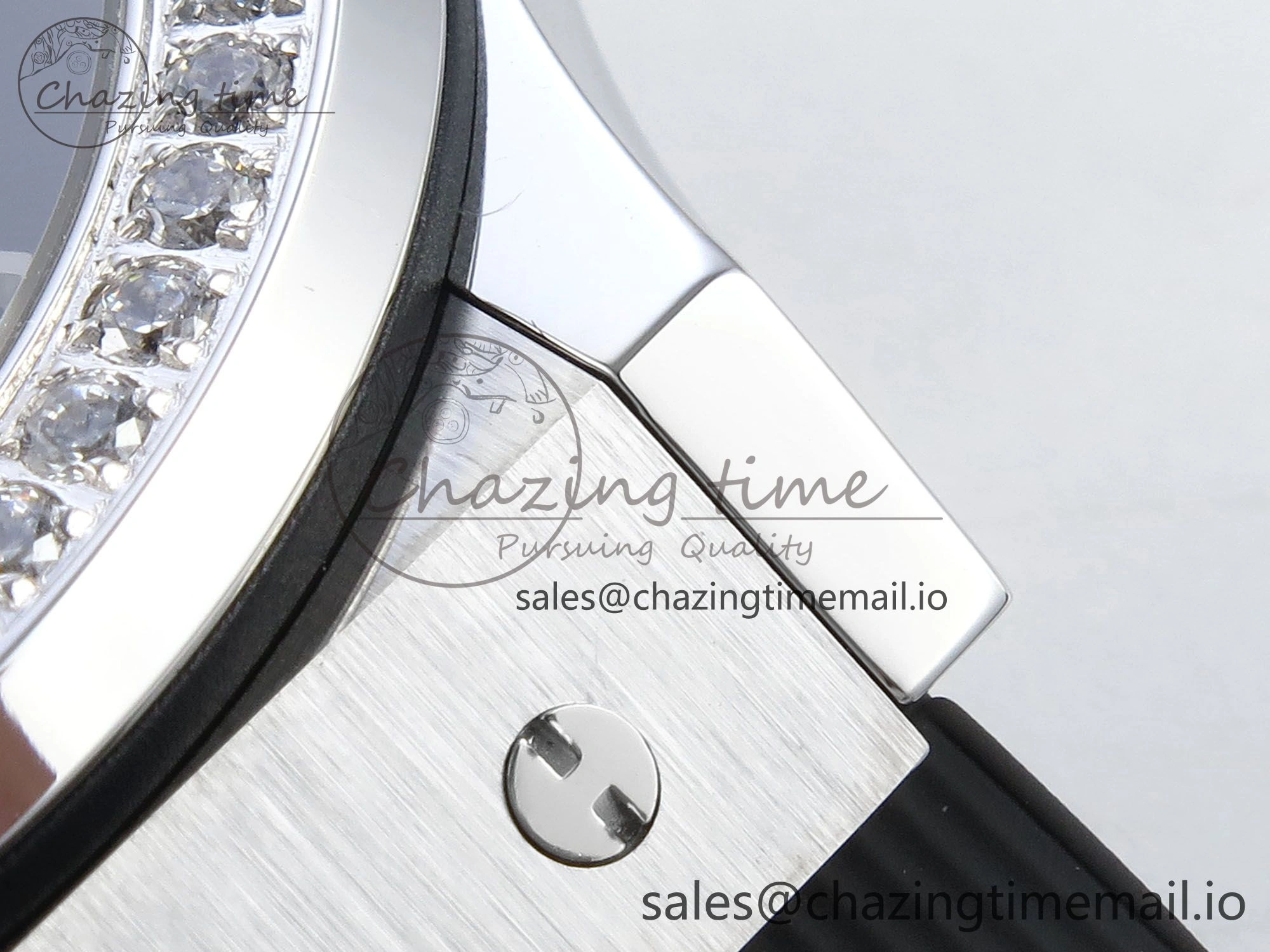 Fusion Bang 42mm HBF 1:1 Best Edition Gray Dial Diamonds Bezel on Gray Rubber Strap A Bright 6683