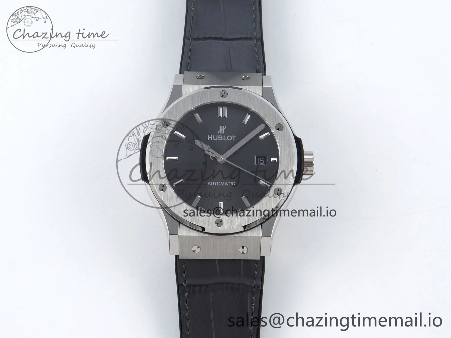 Fusion Bang 42mm HBF 1:1 Best Edition Gray Dial on Gray Leather Strap A TechFriendly 6678