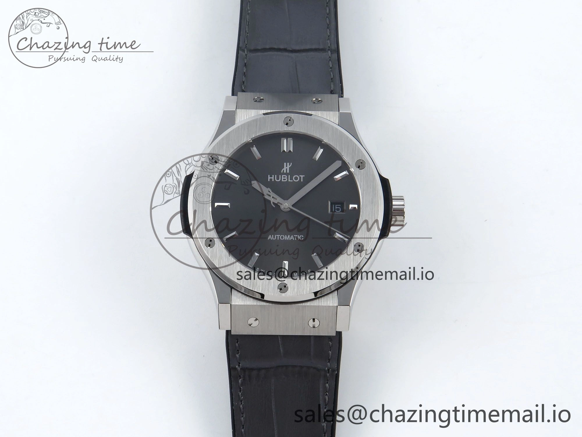 Fusion Bang 42mm HBF 1:1 Best Edition Gray Dial on Gray Leather Strap A TechFriendly 6678