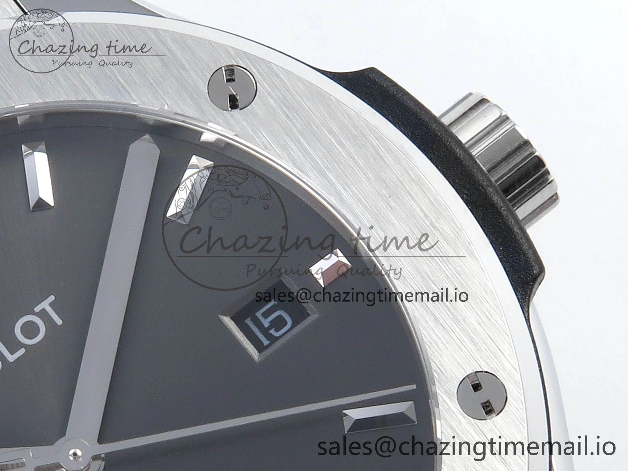 Fusion Bang 42mm HBF 1:1 Best Edition Gray Dial on Gray Leather Strap A TechFriendly 6678