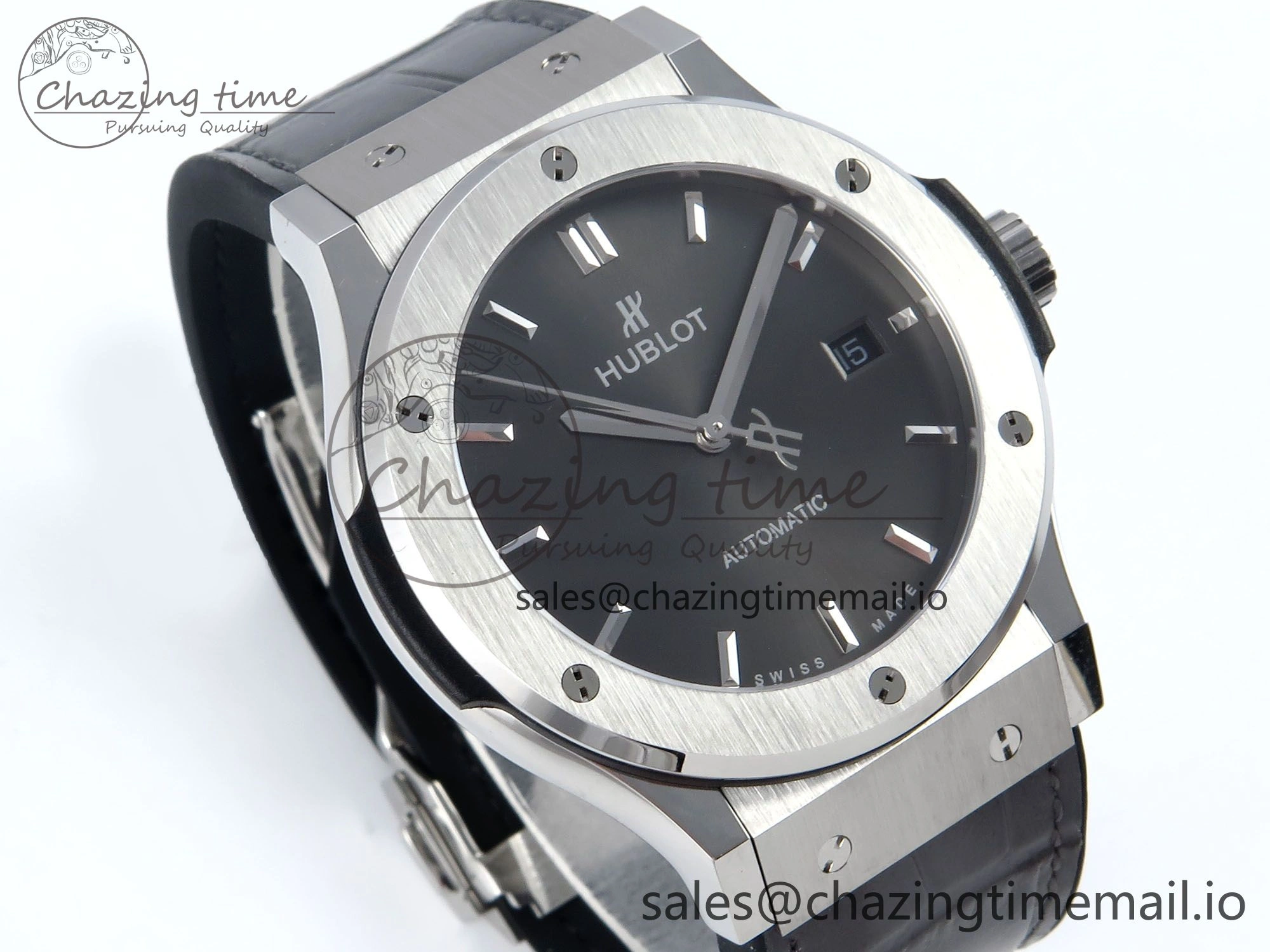 Fusion Bang 42mm HBF 1:1 Best Edition Gray Dial on Gray Leather Strap A TechFriendly 6678