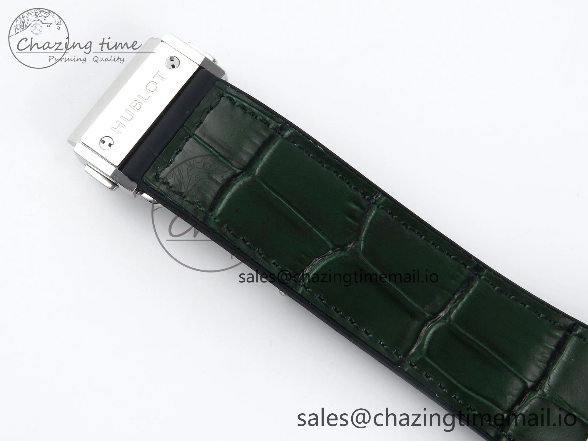 Fusion Bang 42mm HBF 1:1 Best Edition Green Dial Diamonds Bezel on Green Leather Strap A Breathable 6676