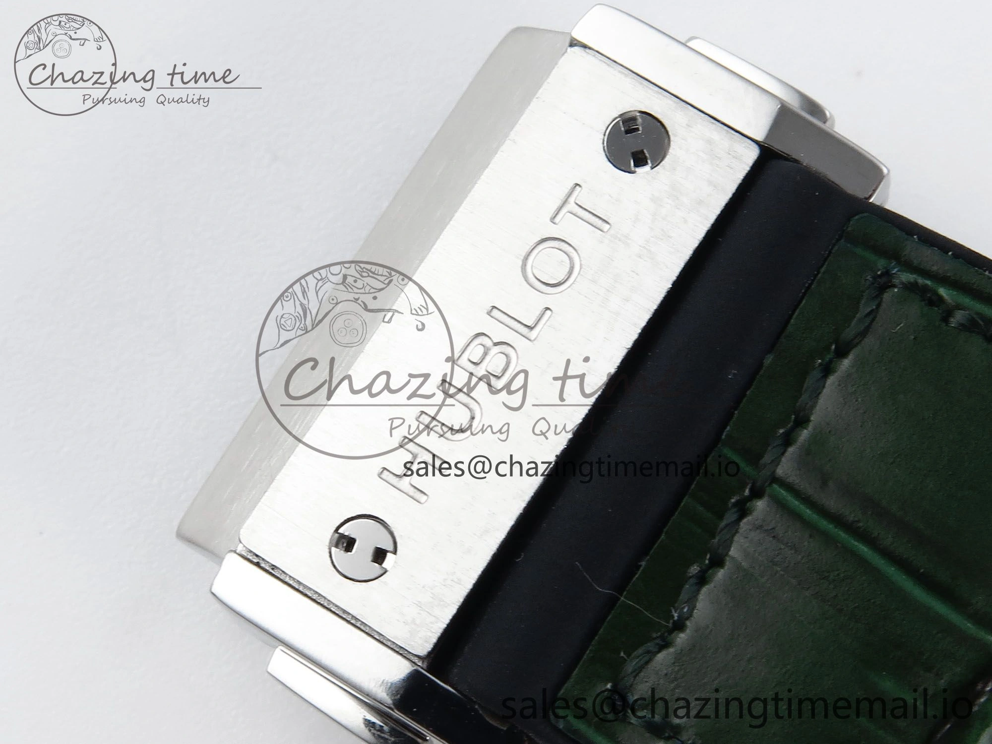 Fusion Bang 42mm HBF 1:1 Best Edition Green Dial Diamonds Bezel on Green Leather Strap A Breathable 6676