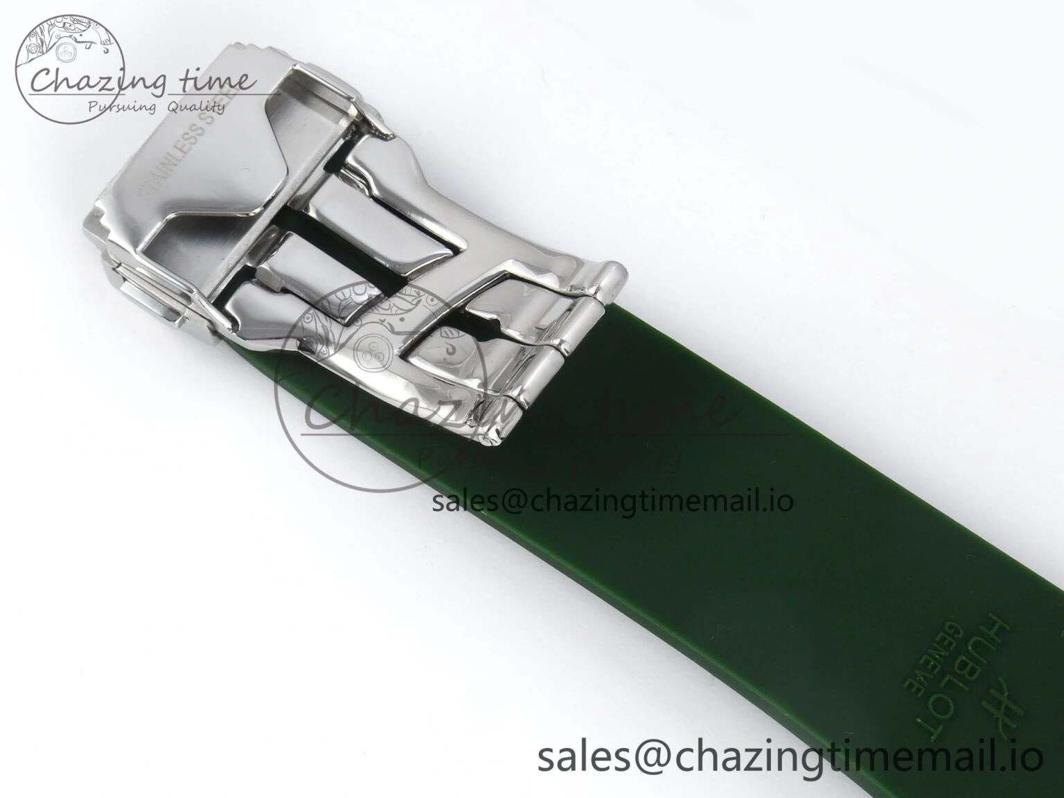 Fusion Bang 42mm HBF 1:1 Best Edition Green Dial Diamonds Bezel on Green Rubber Strap A Packable 6692