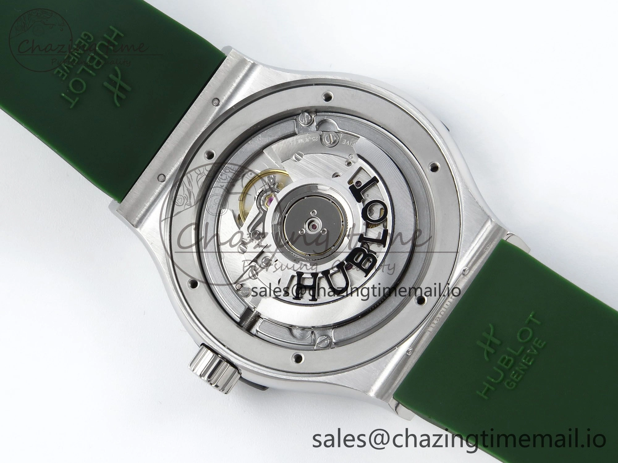 Fusion Bang 42mm HBF 1:1 Best Edition Green Dial Diamonds Bezel on Green Rubber Strap A Packable 6692
