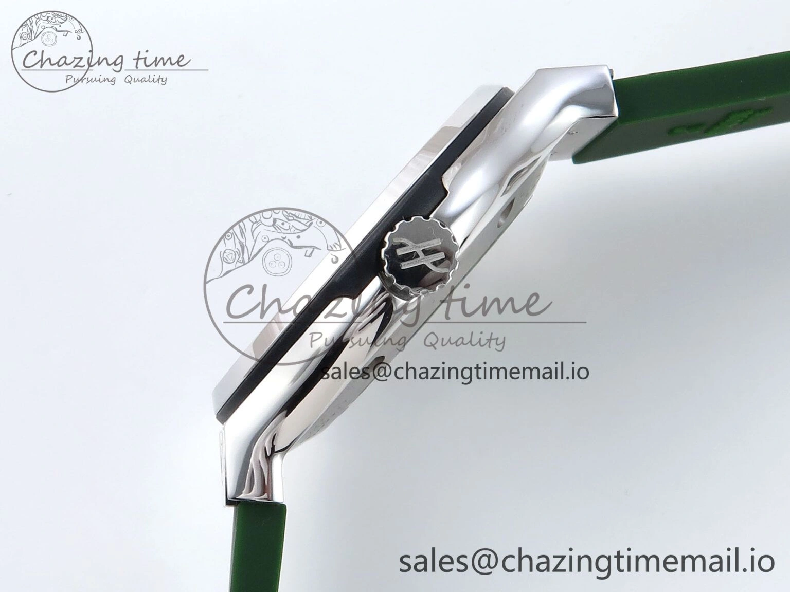 Fusion Bang 42mm HBF 1:1 Best Edition Green Dial Diamonds Bezel on Green Rubber Strap A Packable 6692