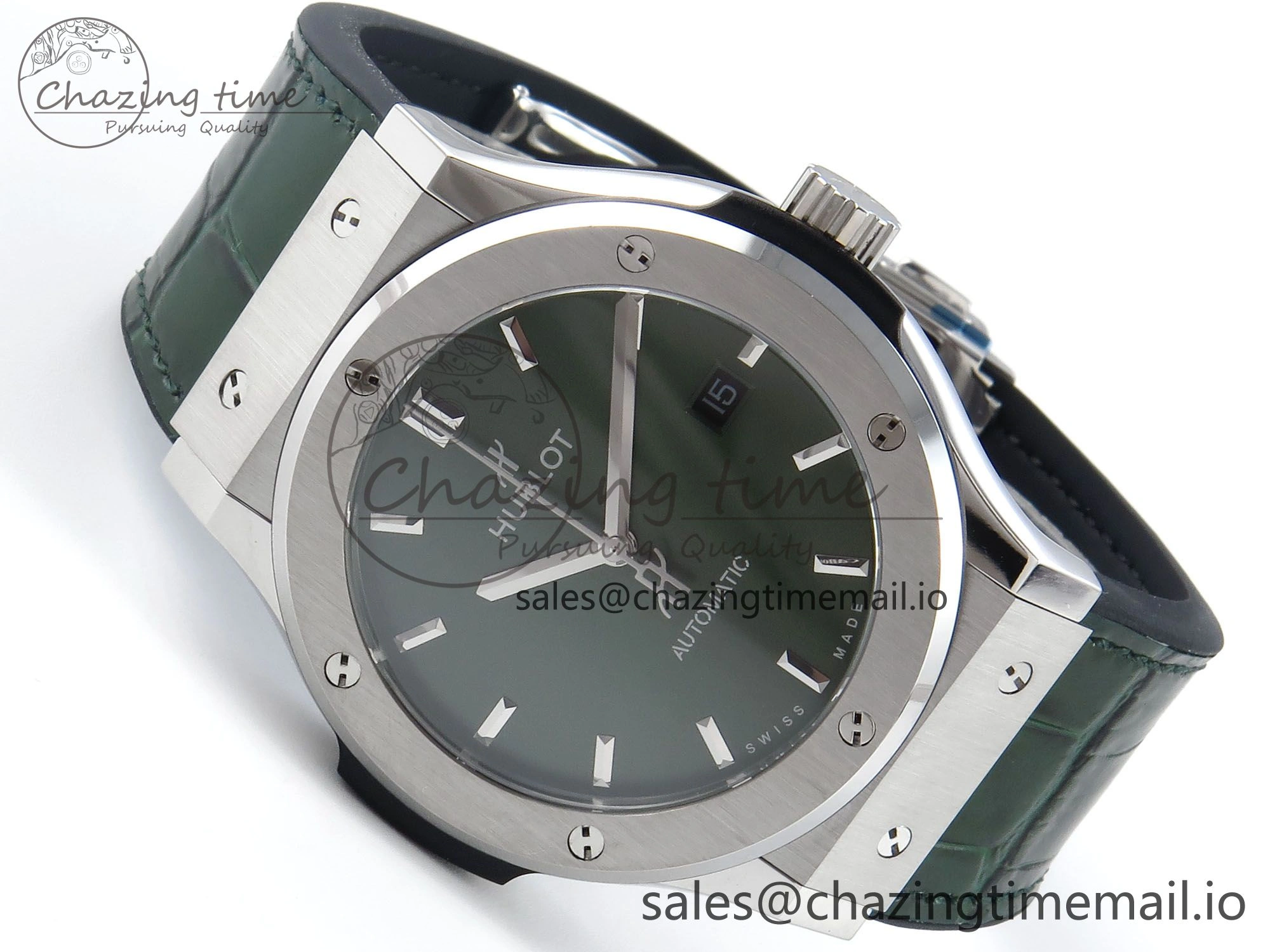 Fusion Bang 42mm HBF 1:1 Best Edition Green Dial on Green Leather Strap A Soft 6675