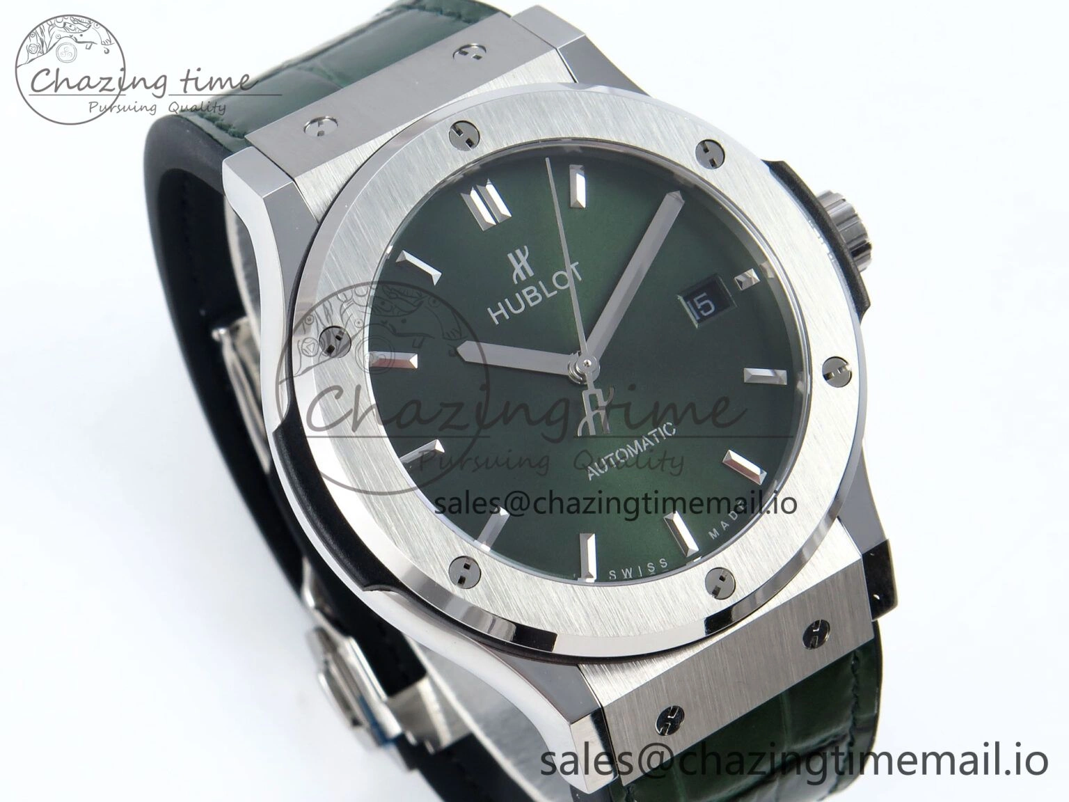 Fusion Bang 42mm HBF 1:1 Best Edition Green Dial on Green Leather Strap A Soft 6675