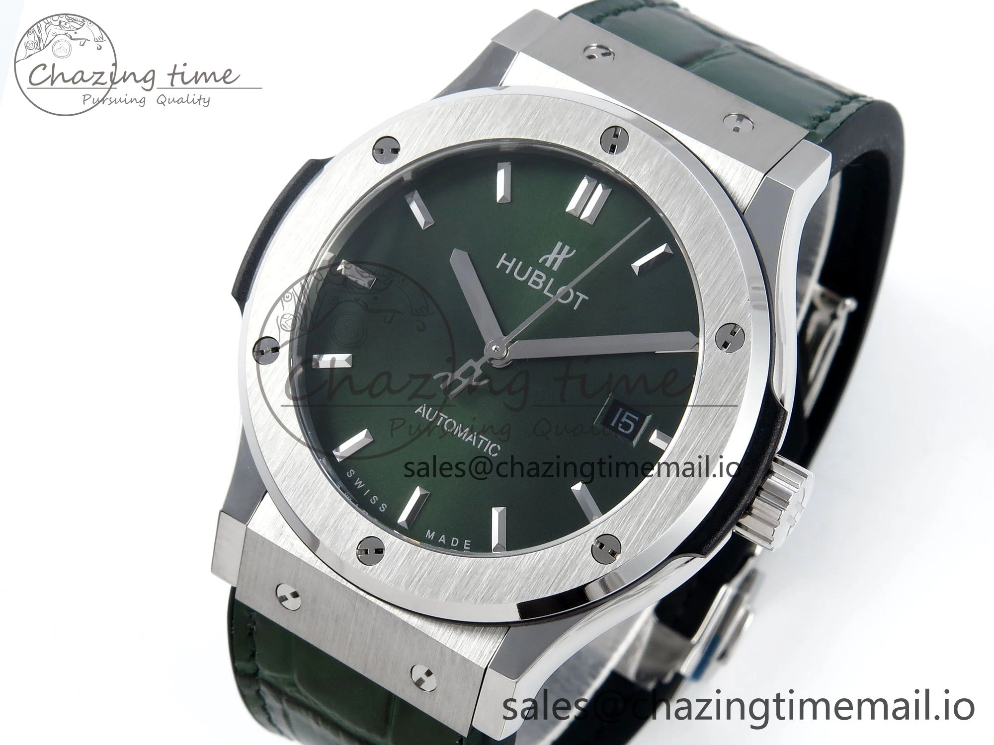 Fusion Bang 42mm HBF 1:1 Best Edition Green Dial on Green Leather Strap A Soft 6675