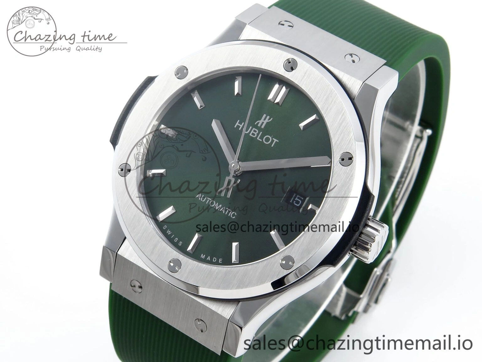 Bright Fusion Bang 42mm HBF 1:1 Best Edition Green Dial on Green Rubber Strap A 6691