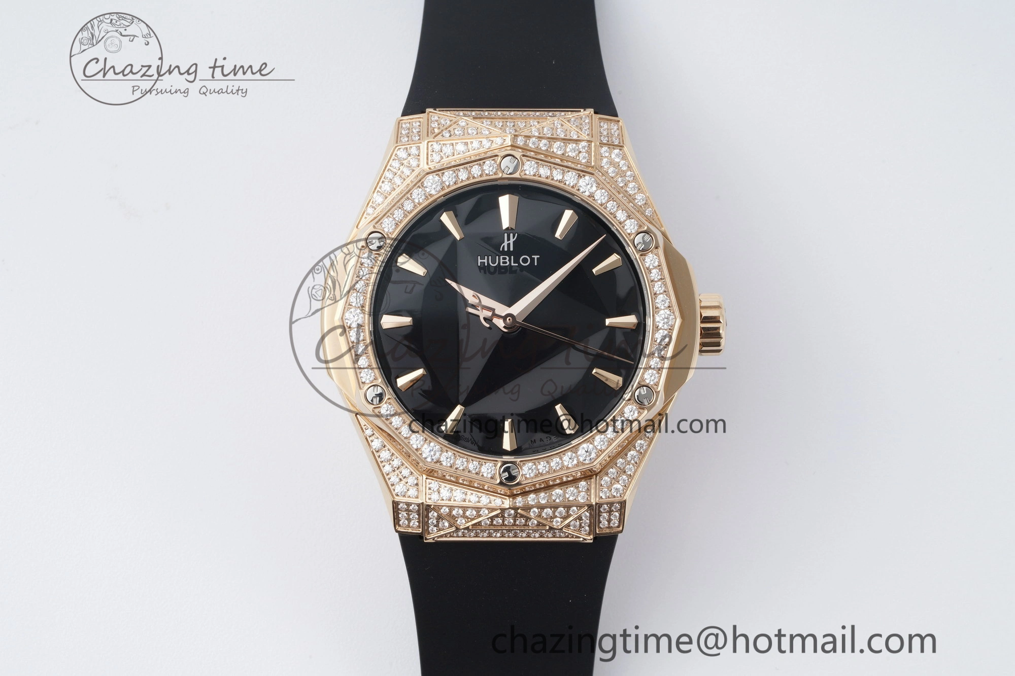 Fusion Orlinski RG APSF 1:1 Best Edtion Black Faceted Dial Diamonds Bezel on Black Rubber Strap A SoftTouch 6748