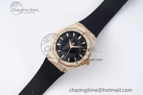 Fusion Orlinski RG APSF 1:1 Best Edtion Black Faceted Dial Diamonds Bezel on Black Rubber Strap A SoftTouch 6748